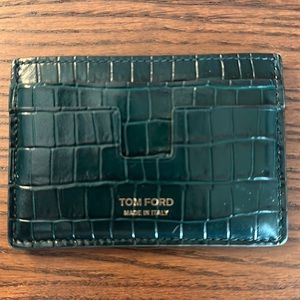 Tom Ford Leather Card Holder - green